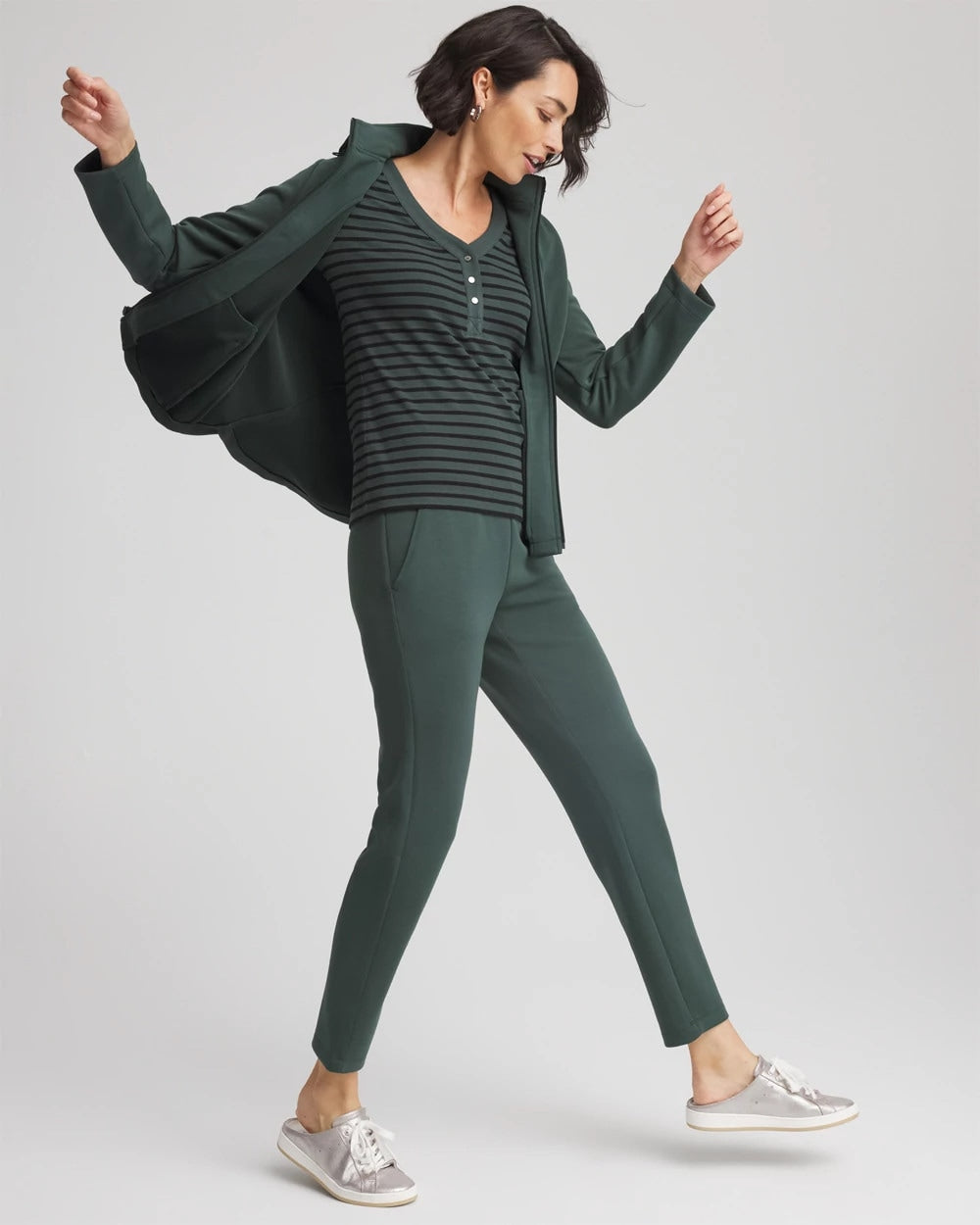 Zenergy® Ribbed Striped Henley Tee - Chico's