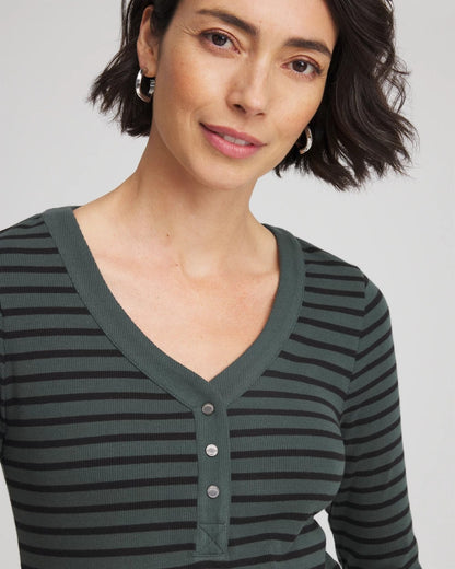 Zenergy® Ribbed Striped Henley Tee - Chico's