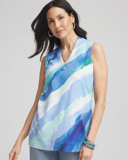 Ocean Pima Sleeveless V-Neck Tunic - Chico's