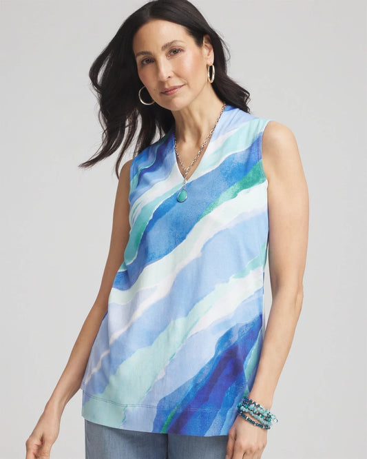 Ocean Pima Sleeveless V-Neck Tunic - Chico's