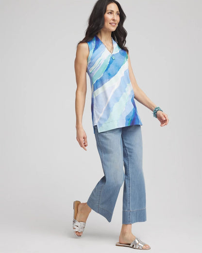 Ocean Pima Sleeveless V-Neck Tunic - Chico's