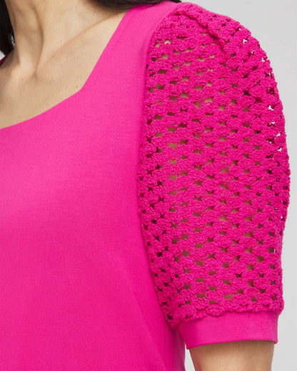 Touch of Cool™ Crochet Lace Square-Neck Tee - Chico's