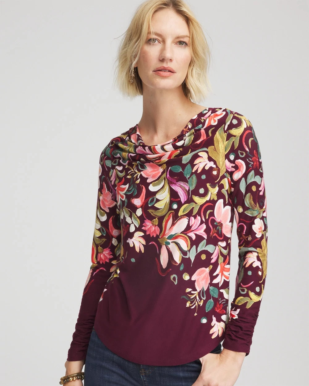Touch of Cool™ Paisley Cowl Neck Tee - Chico's