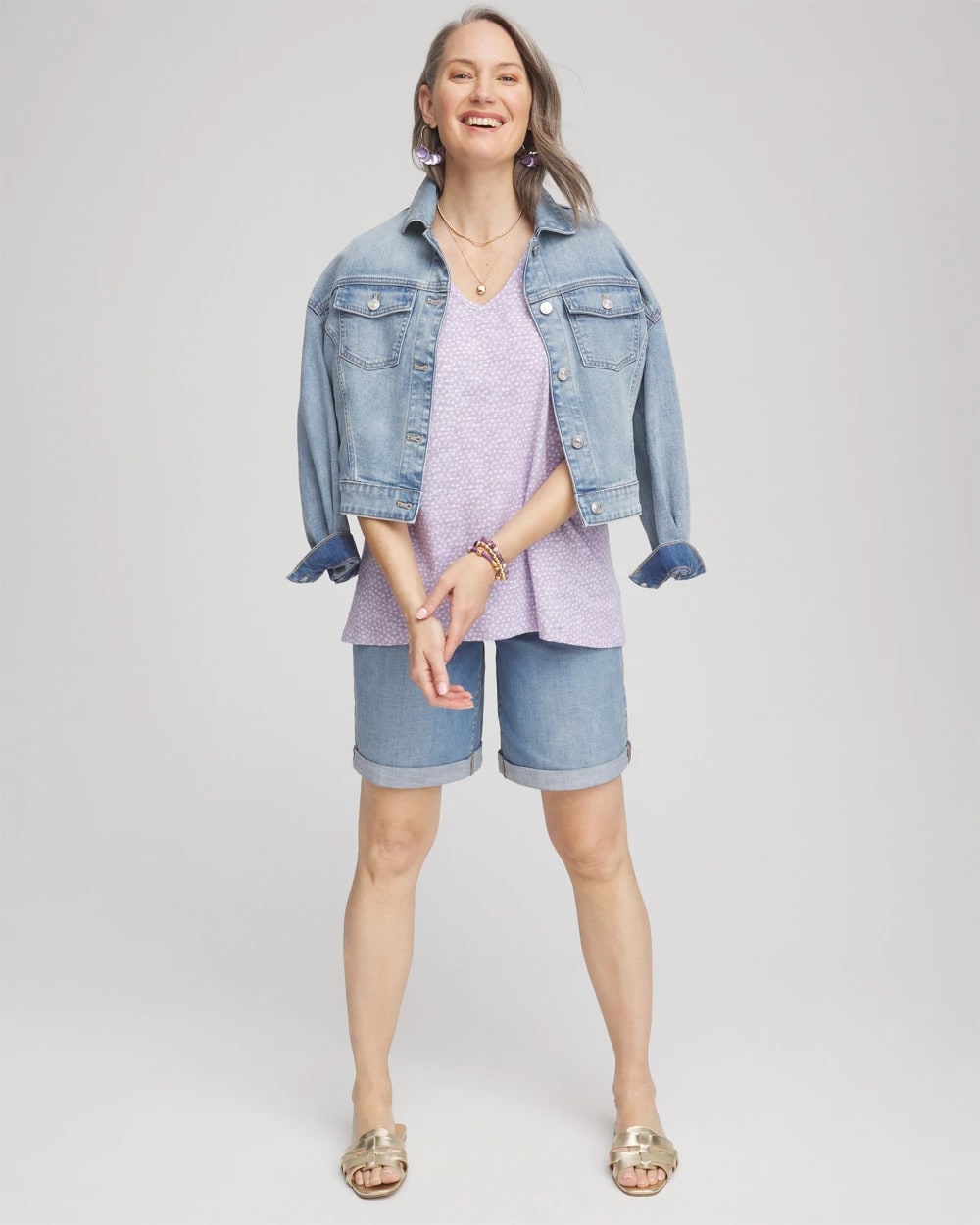 Polka-Dot Short Sleeve Forward Seam Tee - Chico's