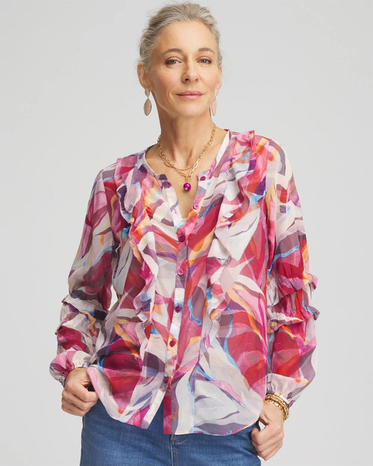 Abstract Ruffles Crinkle Blouse - Chico's