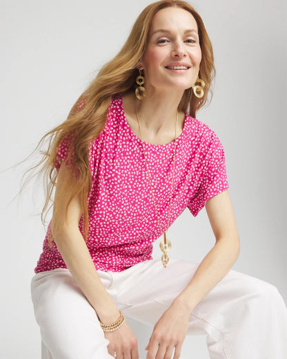 Touch of Cool™ Cheetah Ruched Banded Hem Top - Chico's