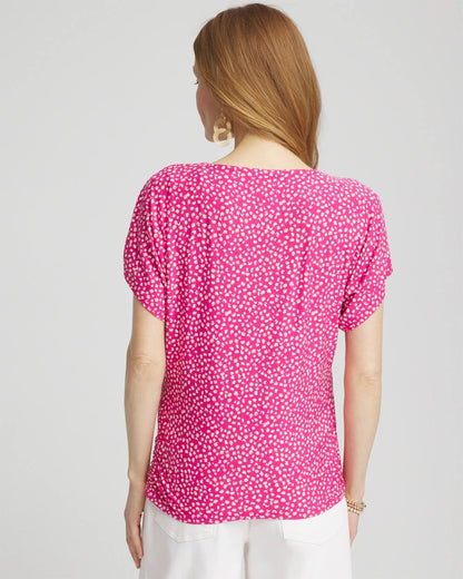 Touch of Cool™ Cheetah Ruched Banded Hem Top - Chico's