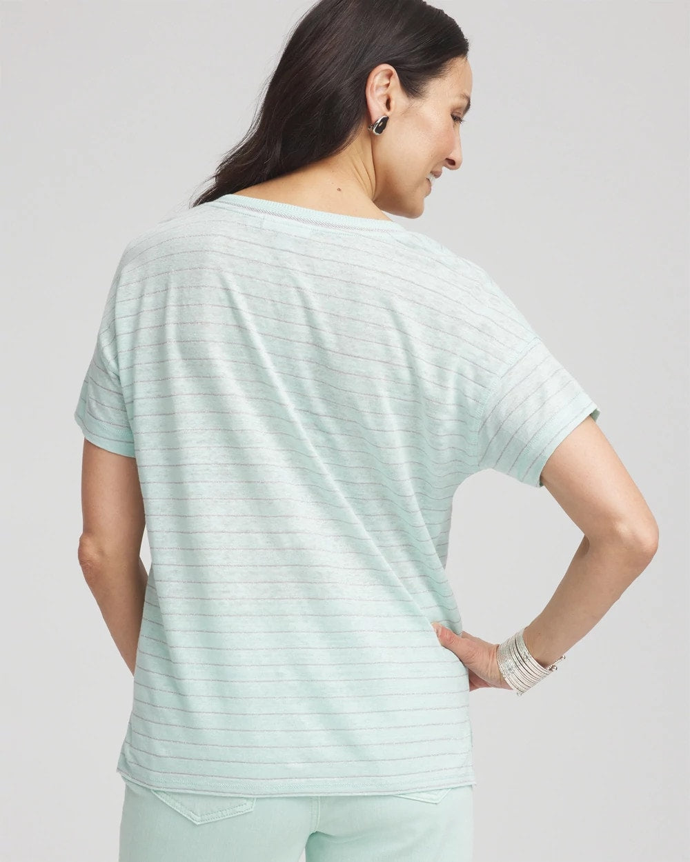 Striped Sweater-Trim Linen Tee - Chico's