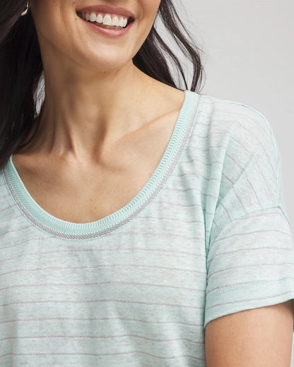 Striped Sweater-Trim Linen Tee - Chico's