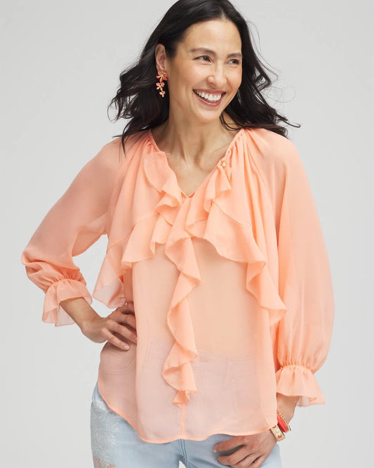 Georgette Sheer Ruffle Blouse - Chico's