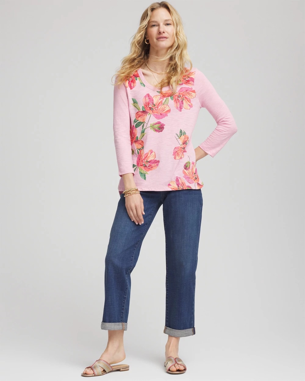 Floral 3/4 Sleeve Tee - Chico's