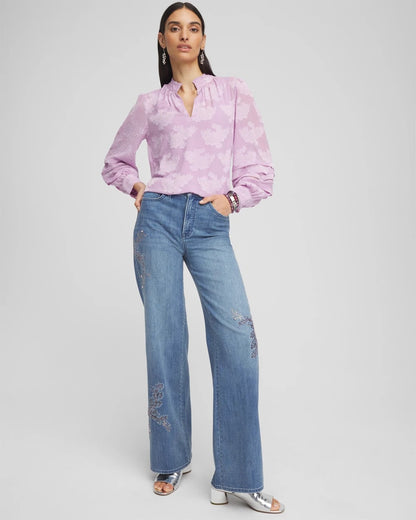 Textured Jacquard V-Neck Blouse - Chico's