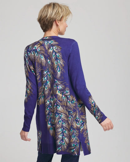 Ella Peacock-Print Cardigan Sweater - Chico's