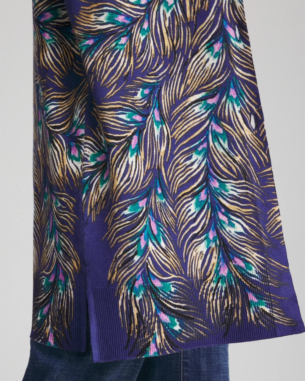 Ella Peacock-Print Cardigan Sweater - Chico's