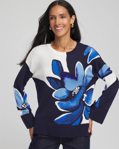 Floral Intarsia Crewneck Pullover - Chico's