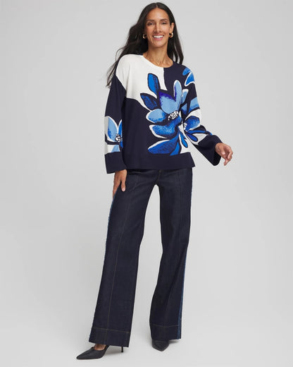 Floral Intarsia Crewneck Pullover - Chico's