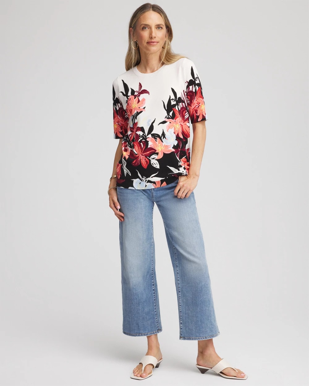 Floral Print Crewneck Sweater - Chico's