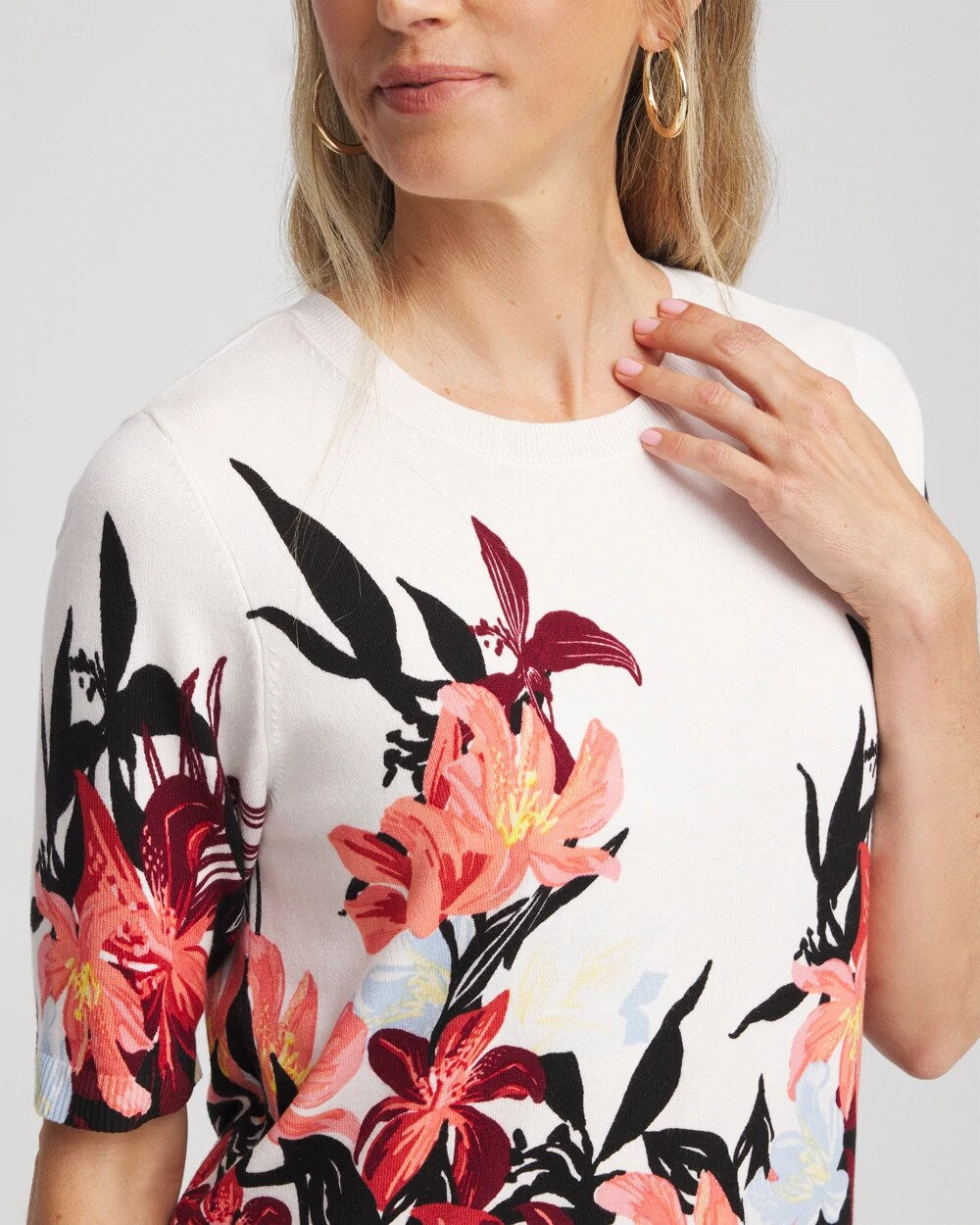 Floral Print Crewneck Sweater - Chico's