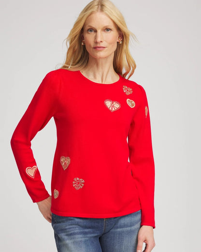 V-Day Embroidered Heart Pullover - Chico's