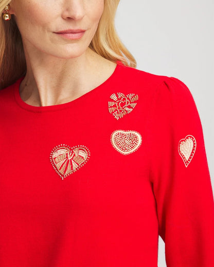 V-Day Embroidered Heart Pullover - Chico's