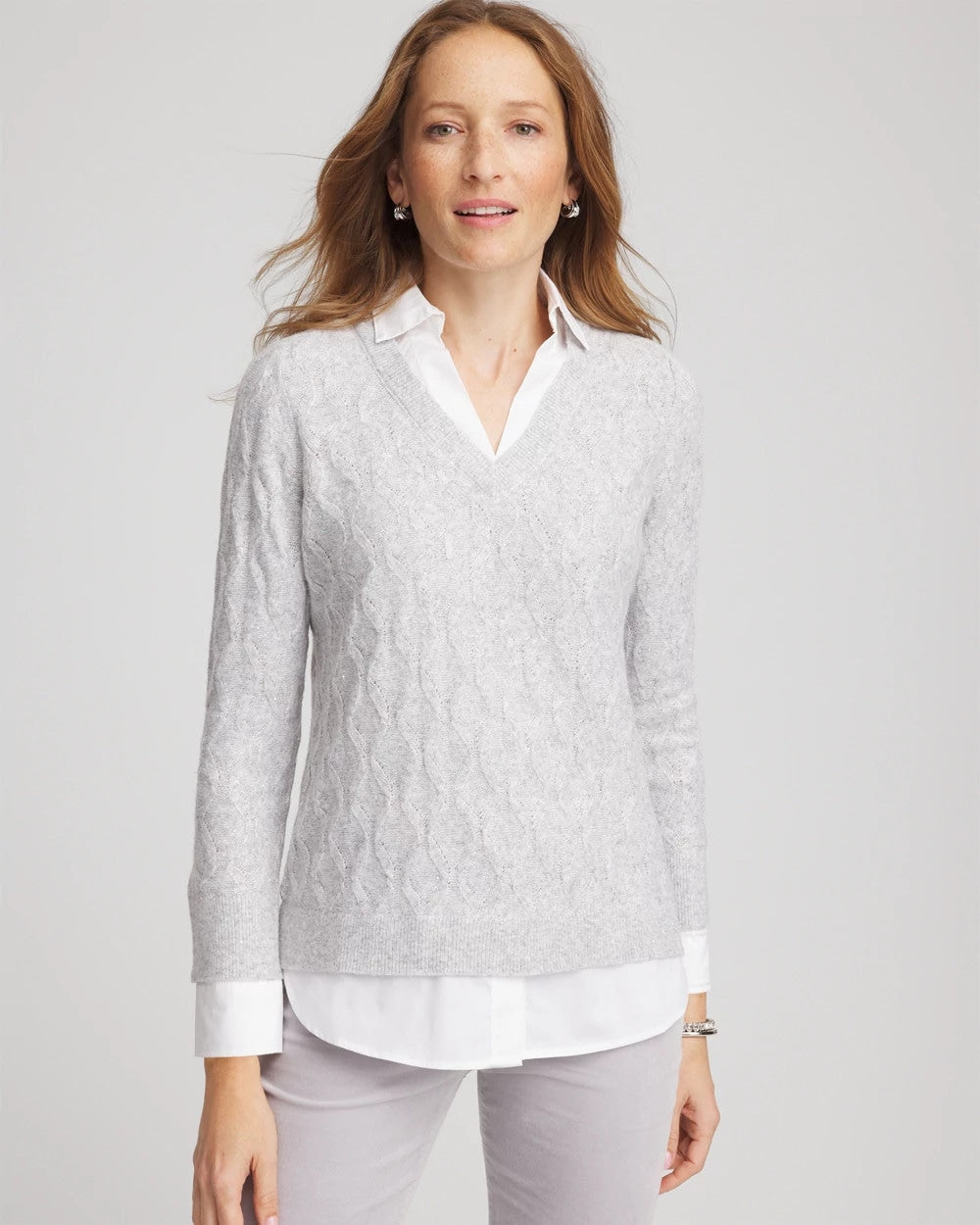 Classic Built-In Shirt Knit Sweater - Chico's