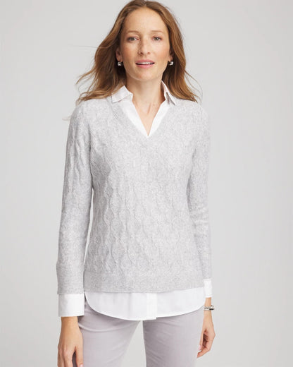 Classic Built-In Shirt Knit Sweater - Chico's