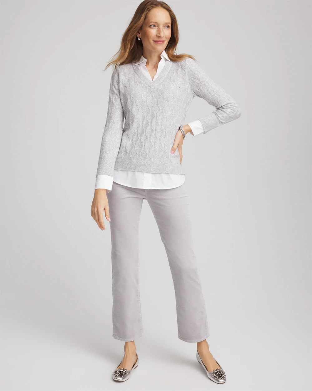 Classic Built-In Shirt Knit Sweater - Chico's