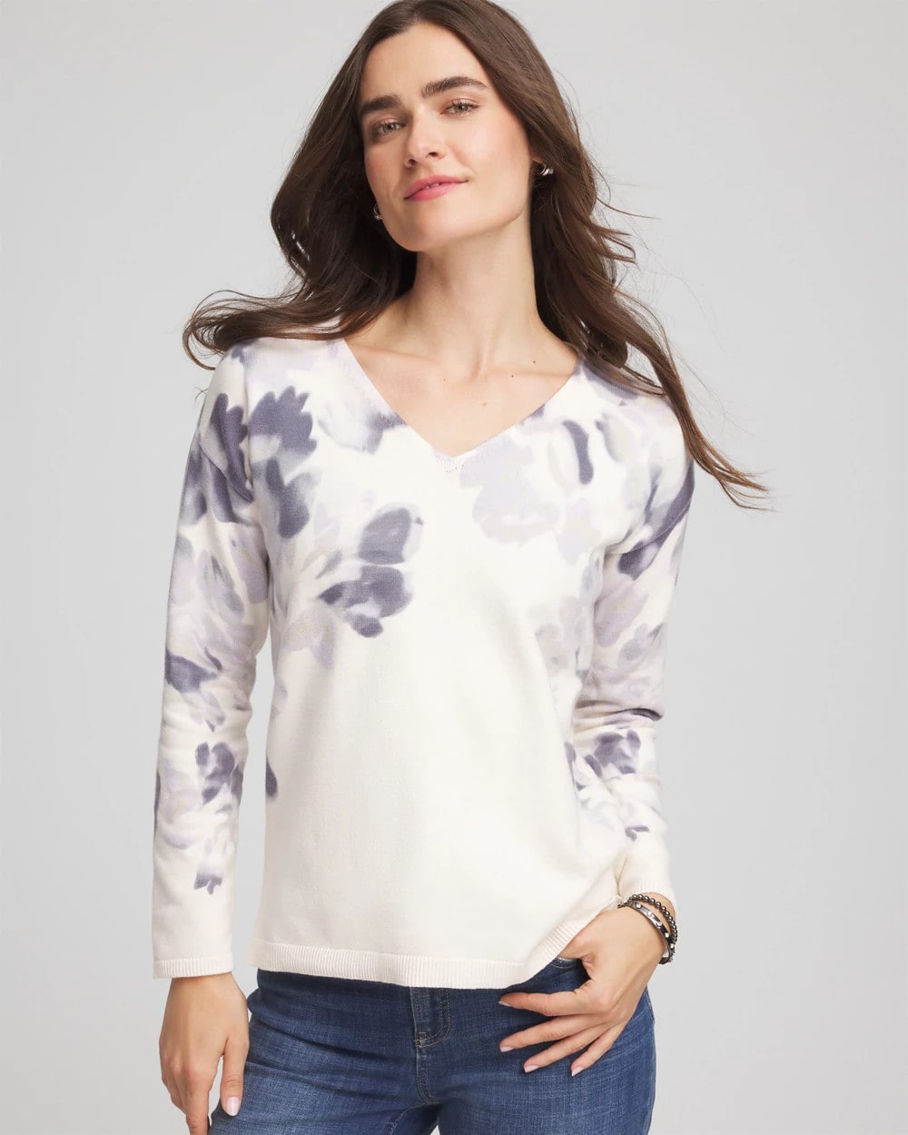 Printed V-Neck Sweater - Chico's