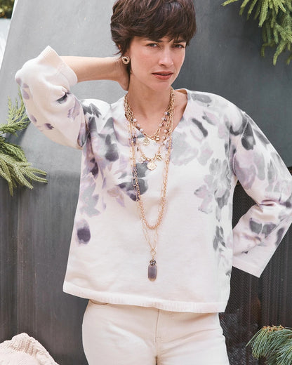 Printed V-Neck Sweater - Chico's