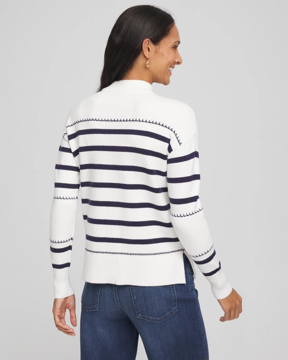 Striped Relaxed Mockneck Pullover - Chico's