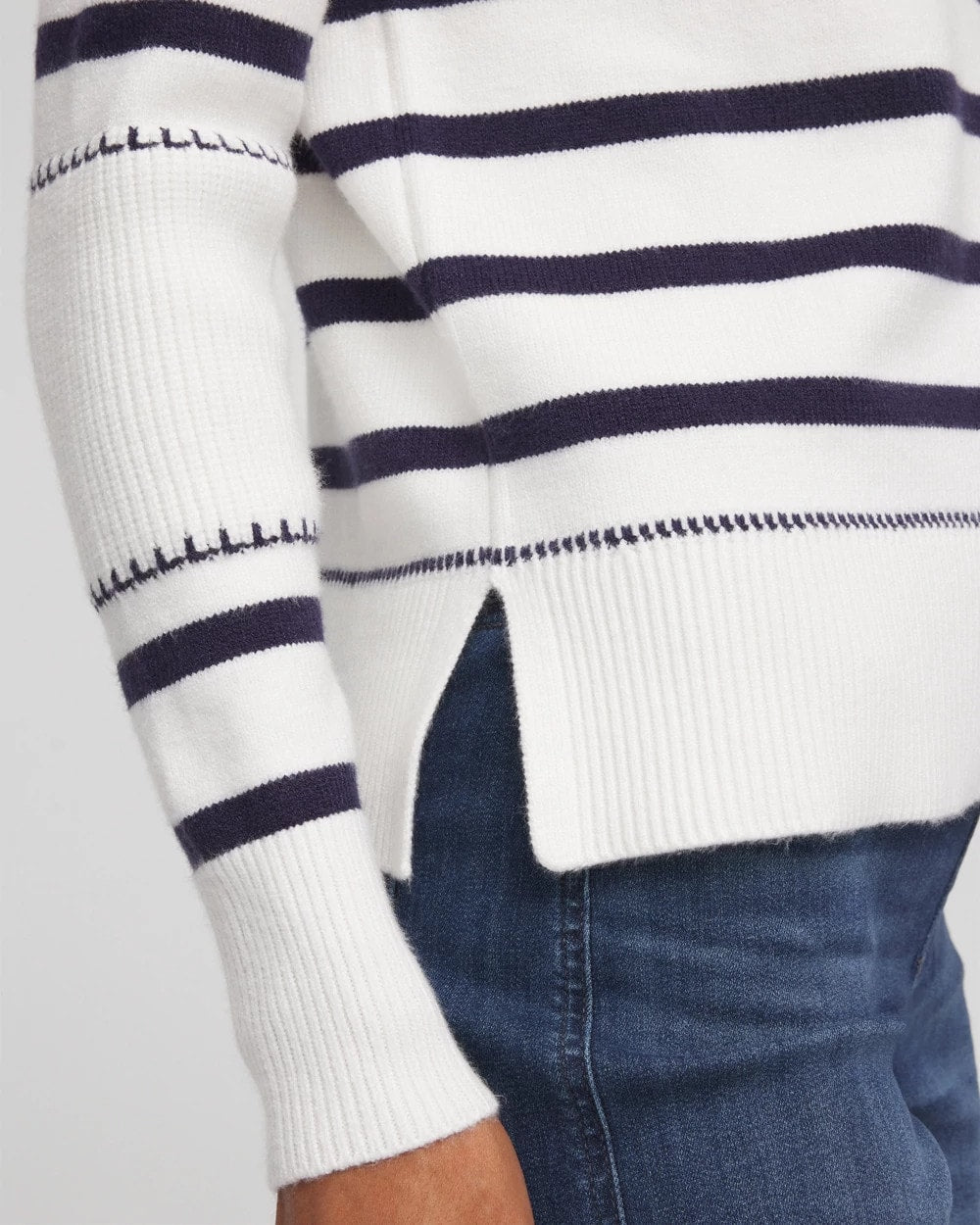 Striped Relaxed Mockneck Pullover - Chico's