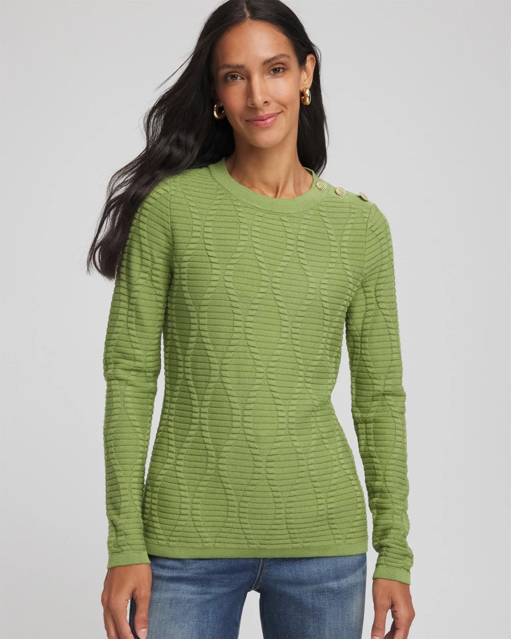Button Shoulder Crewneck Pullover - Chico's