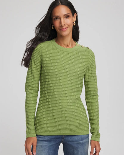 Button Shoulder Crewneck Pullover - Chico's