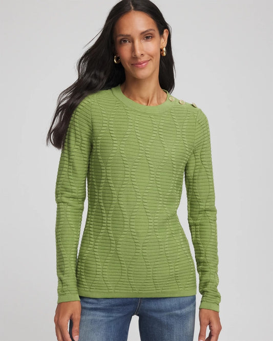 Button Shoulder Crewneck Pullover - Chico's