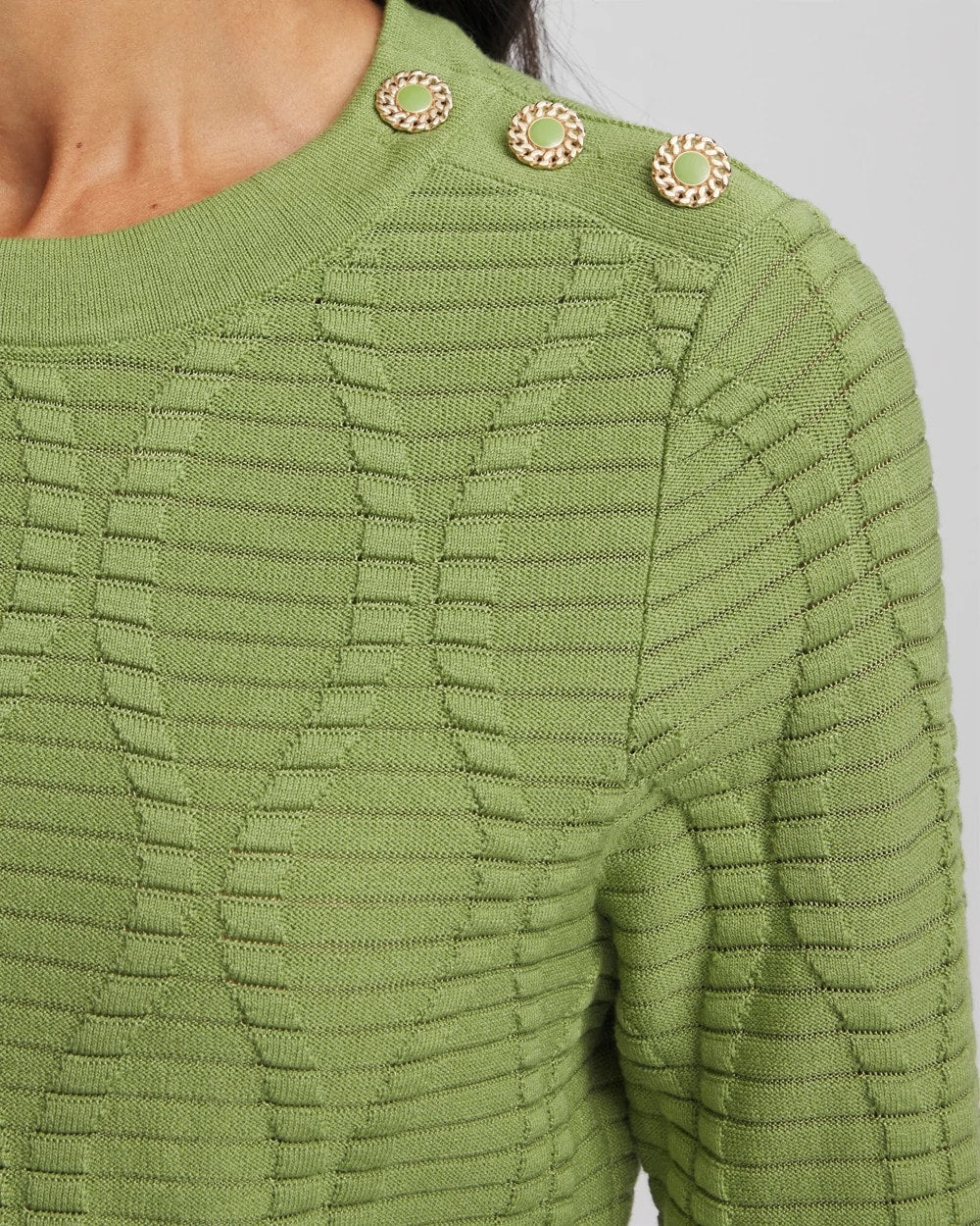 Button Shoulder Crewneck Pullover - Chico's