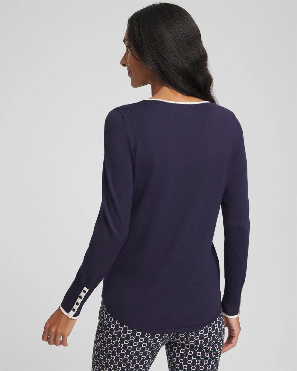 Ella Tipped V-Neck Pullover Sweater - Chico's