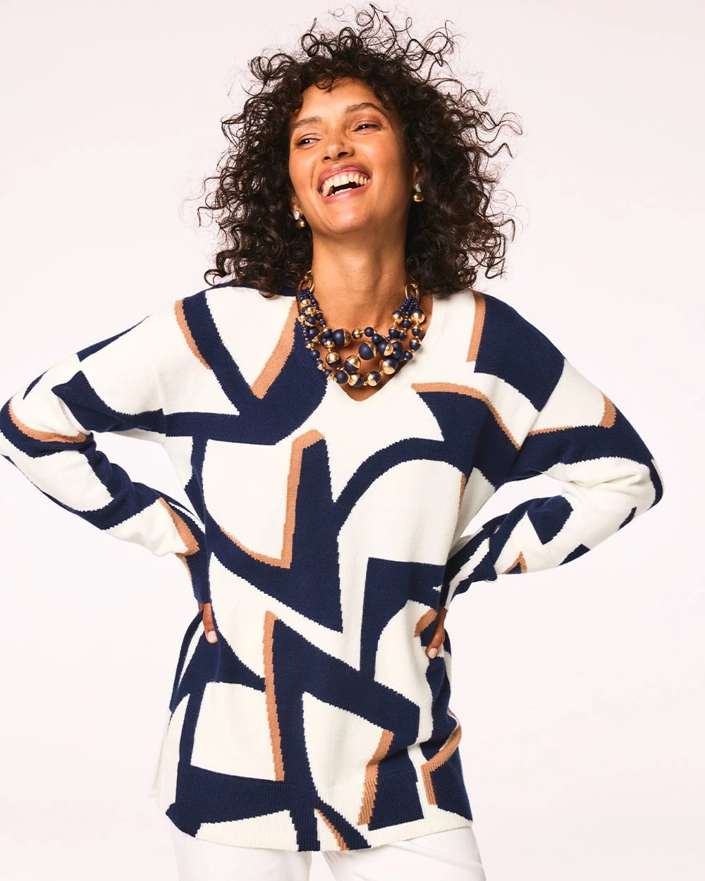 Geo Intarsia V-Neck Tunic - Chico's