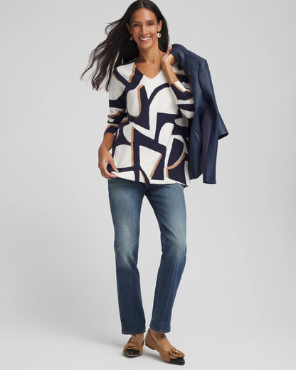 Geo Intarsia V-Neck Tunic - Chico's