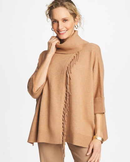 Cowlneck Knit Fringe Poncho - Chico's