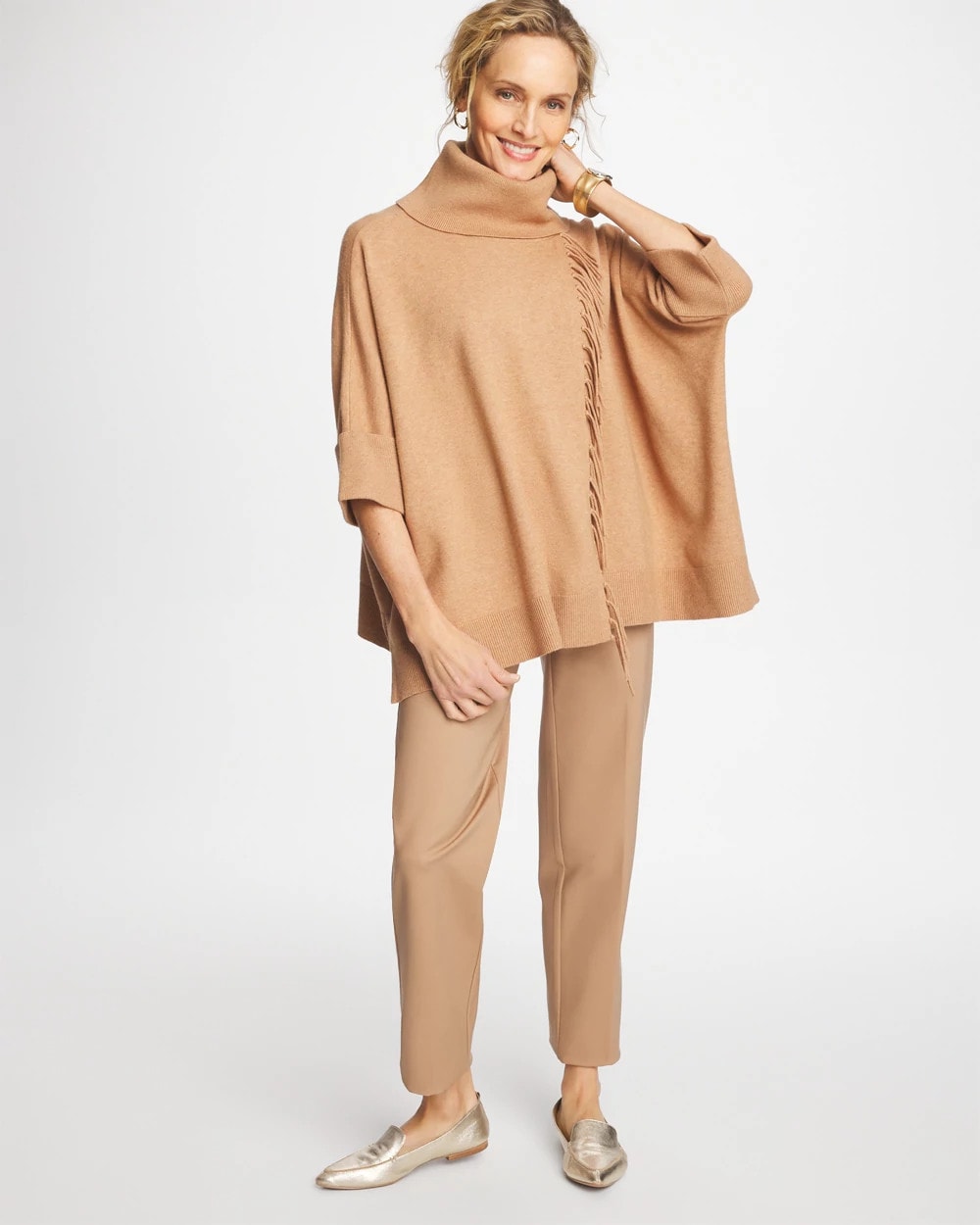 Cowlneck Knit Fringe Poncho - Chico's