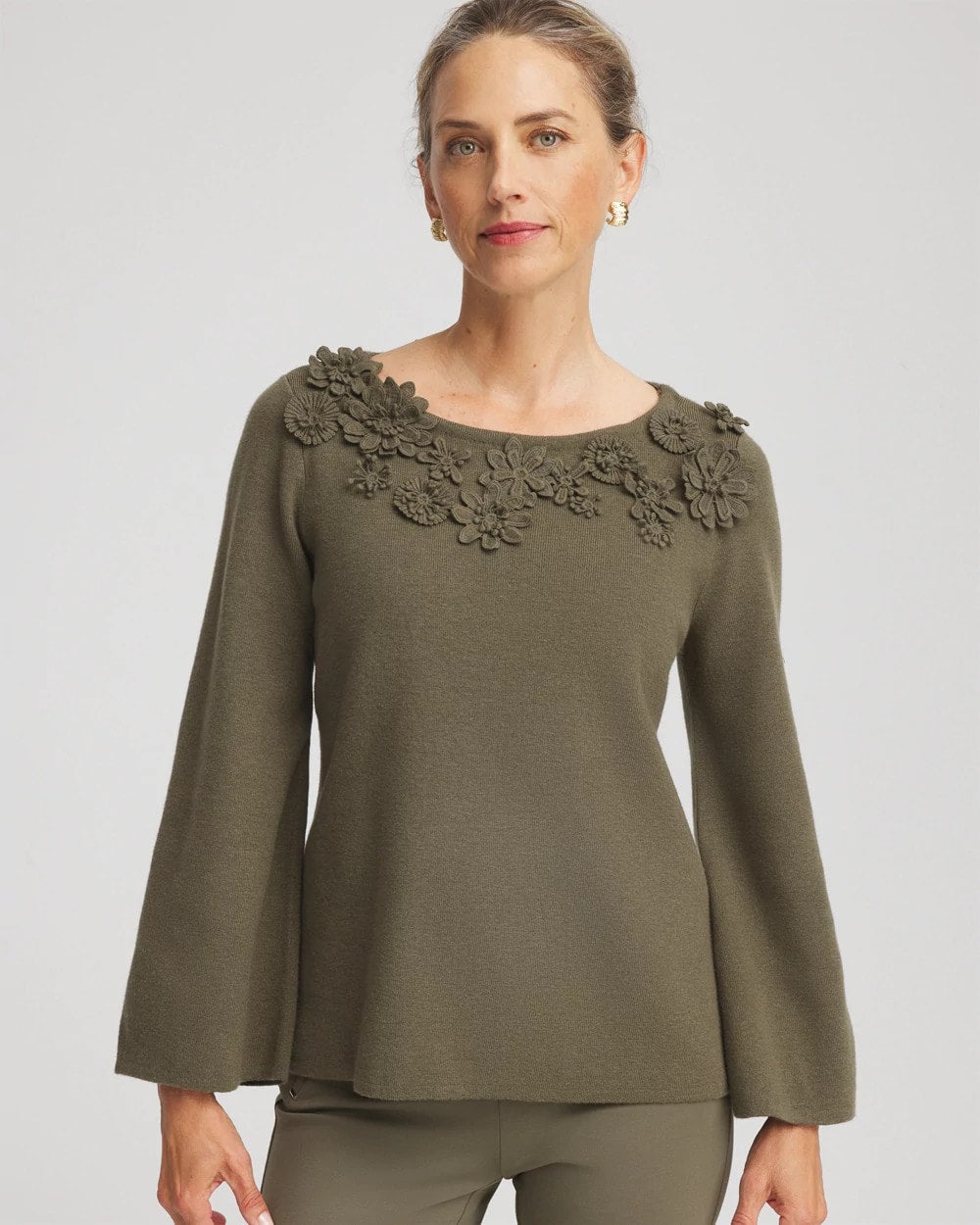 Appliqué Flared-Sleeve Sweater - Chico's