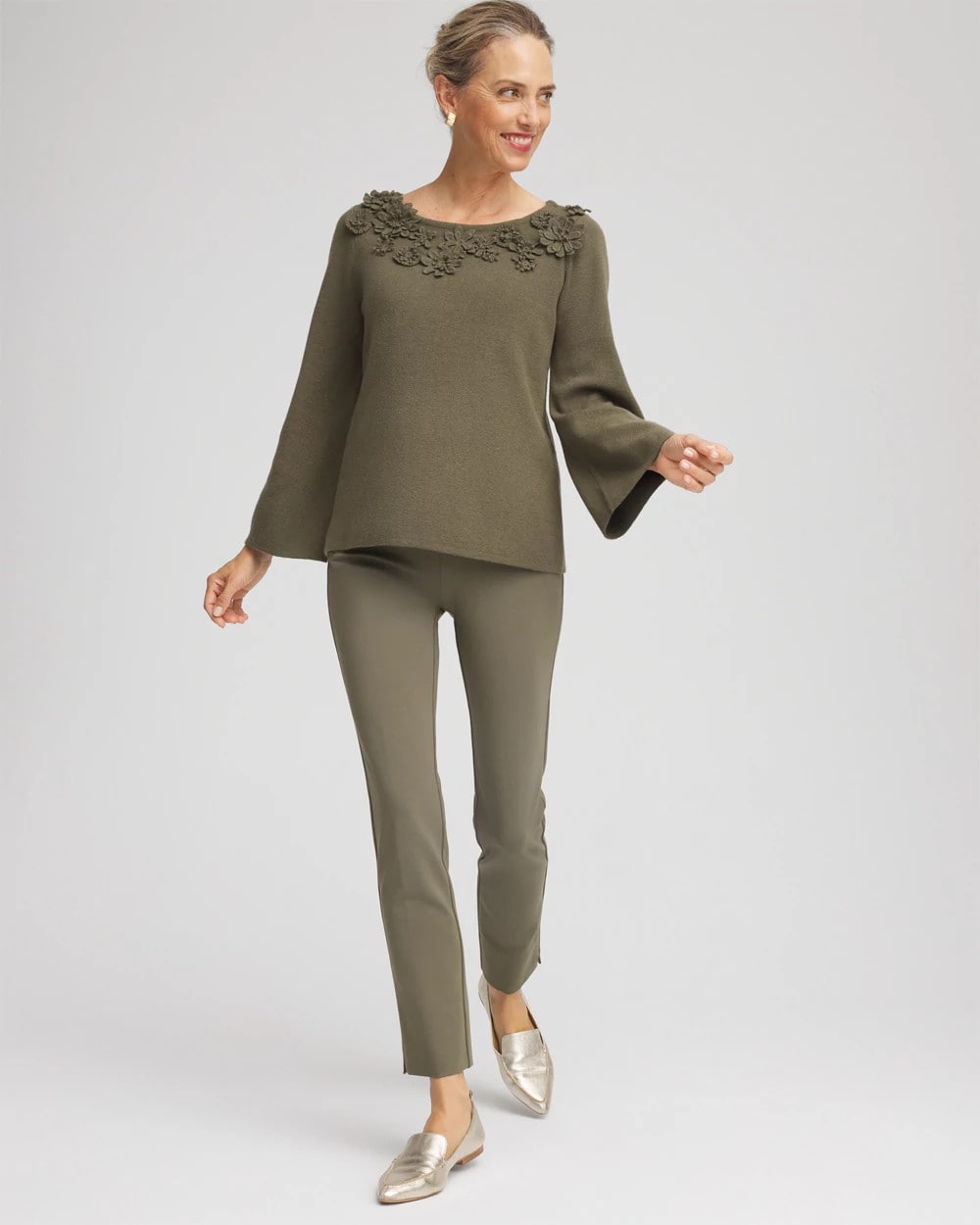 Appliqué Flared-Sleeve Sweater - Chico's