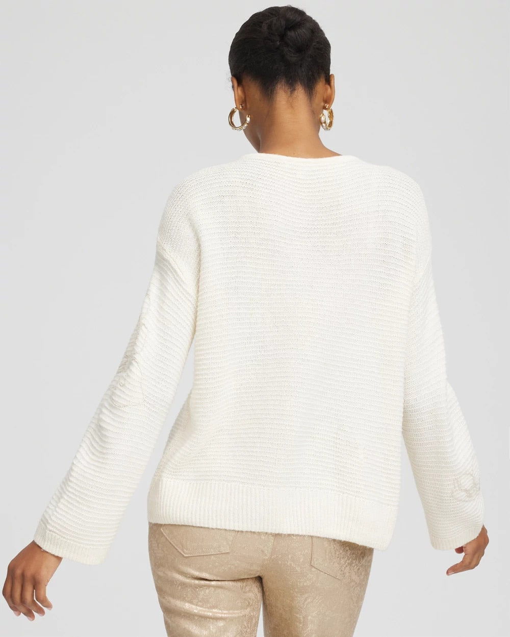 Tonal Embroidered Boatneck Pullover Sweater - Chico's