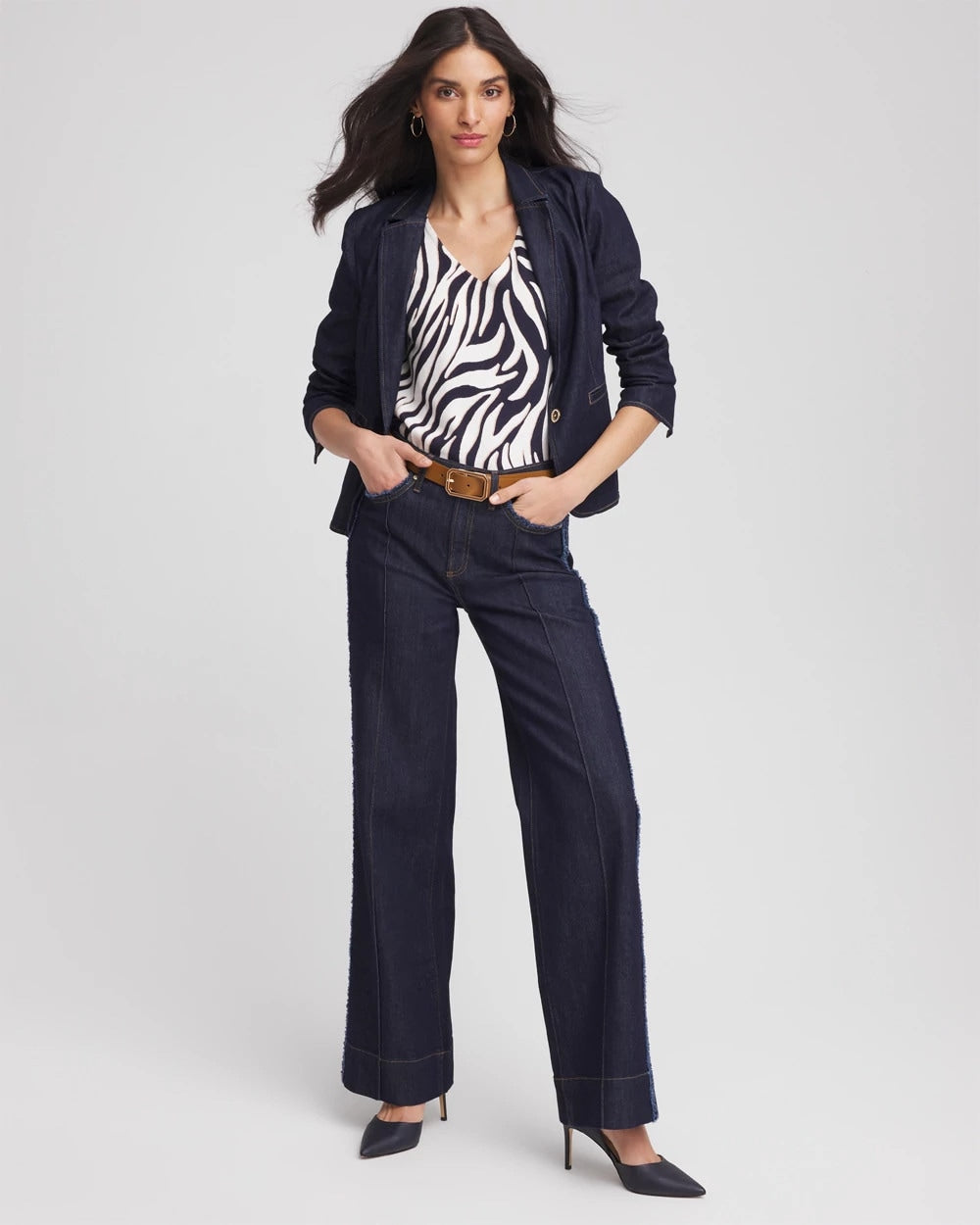 Ella Zebra V-Neck Pullover Sweater - Chico's