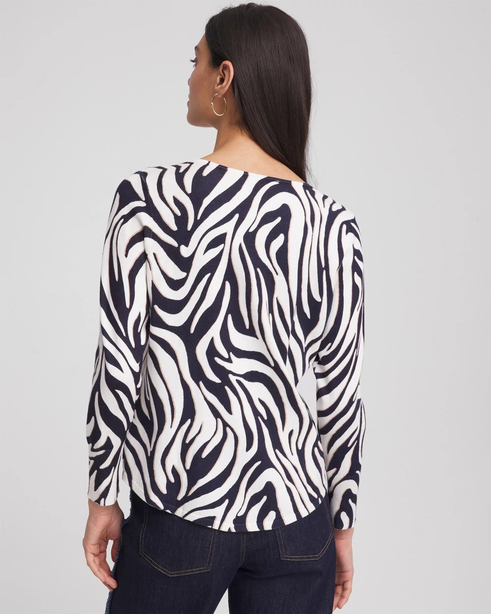 Ella Zebra V-Neck Pullover Sweater - Chico's