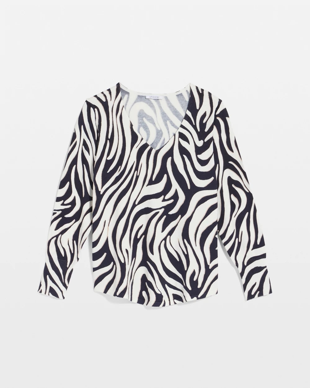 Ella Zebra V-Neck Pullover Sweater - Chico's