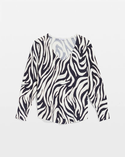 Ella Zebra V-Neck Pullover Sweater - Chico's