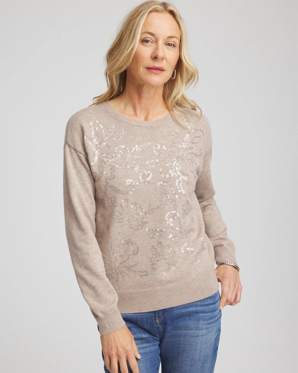 Floral Sequined Pullover - Chico's