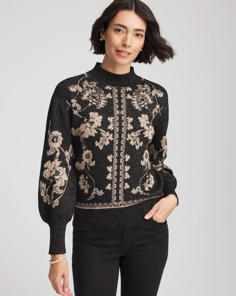 Bryne Jacquard Mockneck Pullover - Chico's