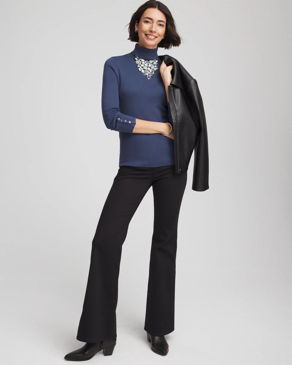 Ella Button Cuff Turtleneck Sweater - Chico's